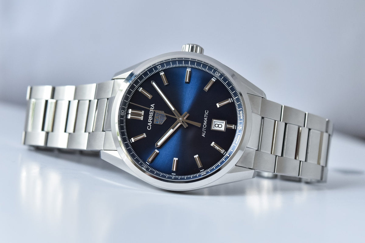  Shop Authentic Tag Heuer Carrera Date Blue Dial Silver Steel Strap Watch for Men - WBN2112.BA0639 - Luxxuri
