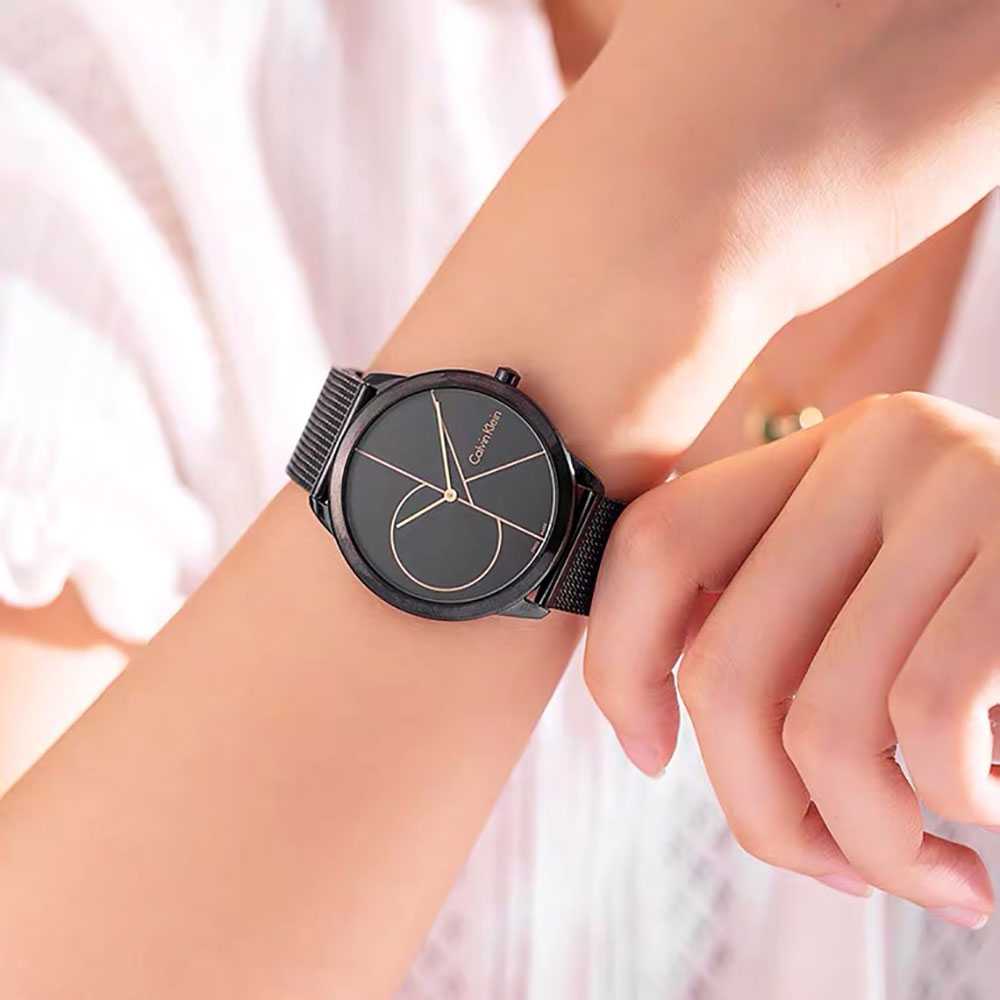  Shop Authentic Calvin Klein Minimal Black Dial Black Mesh Bracelet Watch for Men - K3M214X1 - Luxxuri
