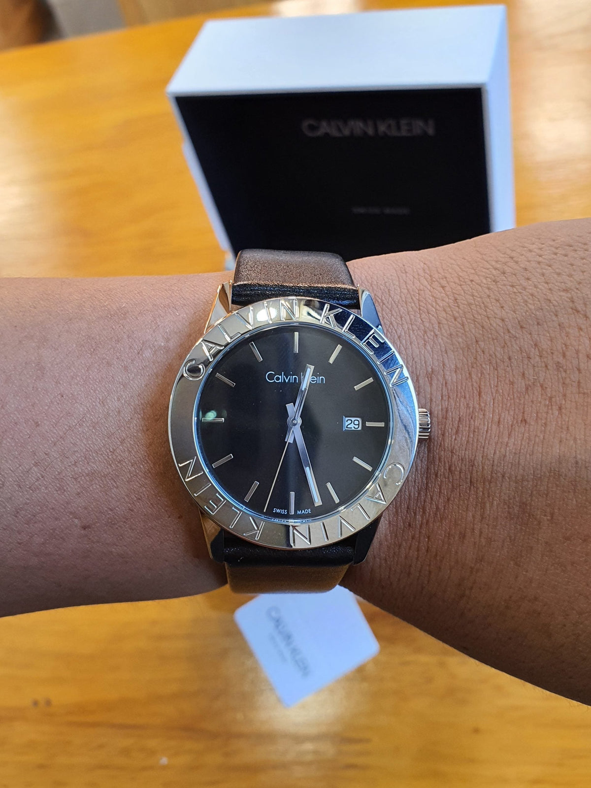  Shop Authentic Calvin Klein Steady Black Dial Black Leather Strap Watch for Women - K7Q211C1 - Luxxuri