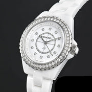  Shop Authentic Chanel J12 Quartz Diamonds White Dial White Steel Strap Watch for Women - J12 H6418 - Luxxuri