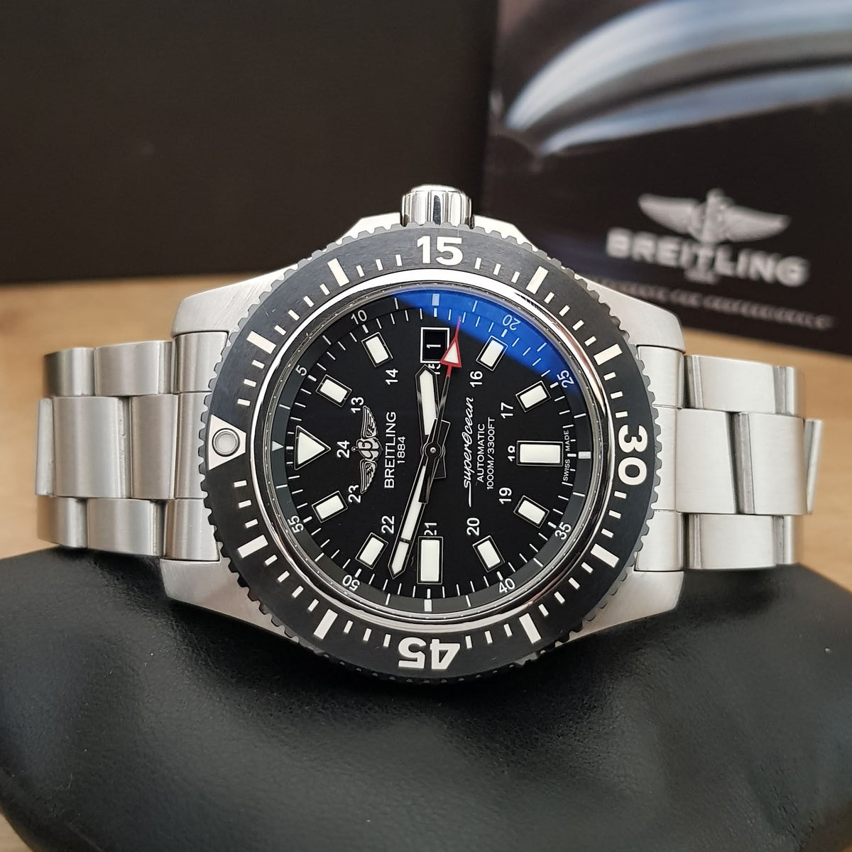  Shop Authentic Breitling Superocean II Special 44mm Black Dial Silver Steel Strap Watch for Men - Y1739310/BF45/162A - Luxxuri