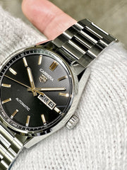  Shop Authentic Tag Heuer Carrera Day Date Black Dial Silver Steel Strap Watch for Men - WBN2013.BA0640 - Luxxuri
