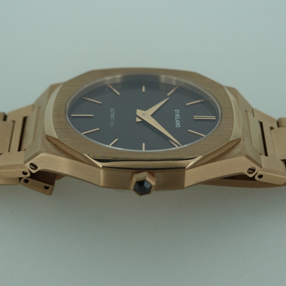 D1 Milano Ultra Thin Brown Dial Gold Steel Strap Watch for Men - D1-UTBJ13