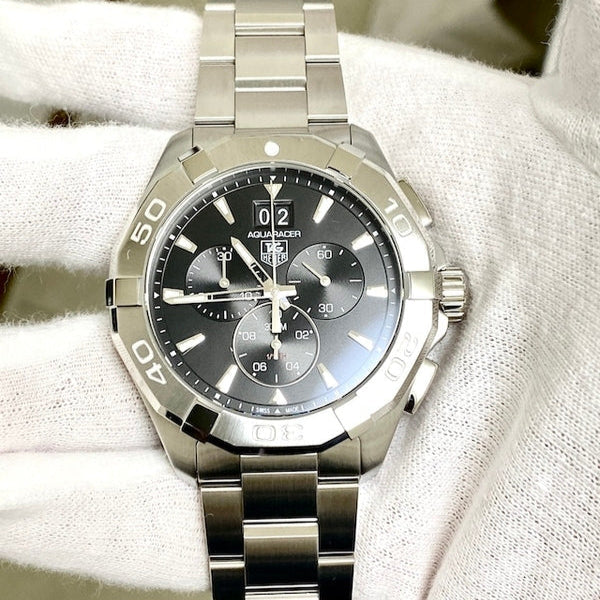  Shop Authentic Tag Heuer Aquaracer Chronograph Black Dial Silver Steel Strap Watch for Men - CAY1110.BA0927 - Luxxuri