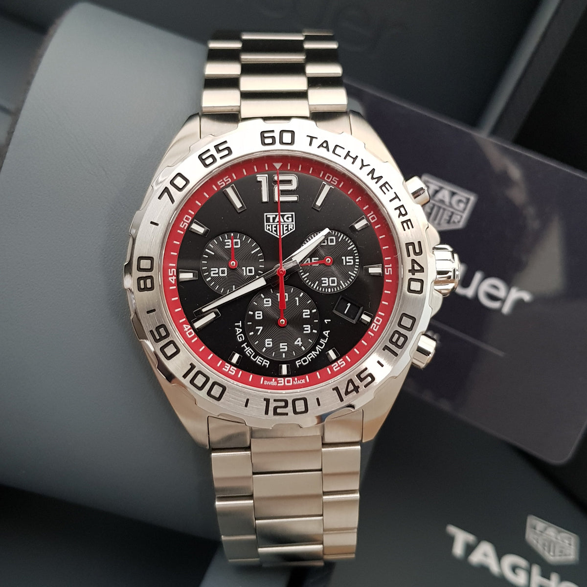  Shop Authentic Tag Heuer Formula 1 Chronograph Black Dial Silver Steel Strap Watch for Men - CAZ101Y.BA0842 - Luxxuri