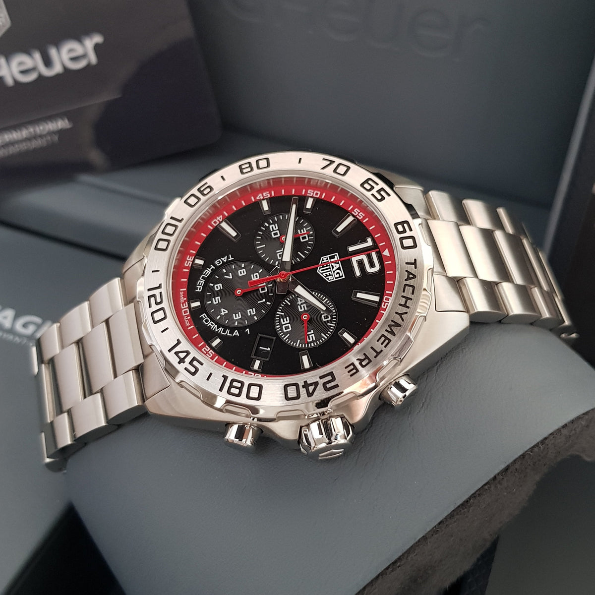 Shop Authentic Tag Heuer Formula 1 Chronograph Black Dial Silver Steel Strap Watch for Men - CAZ101Y.BA0842 - Luxxuri