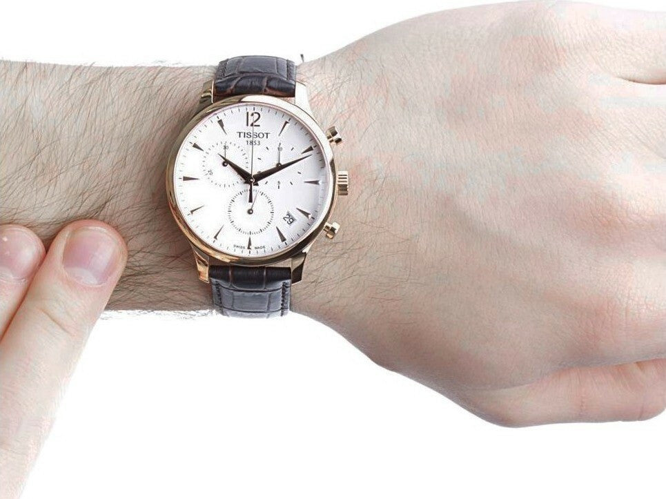  Shop Authentic Tissot T Classic Tradition Chronograph White Dial Brown Leather Strap Watch For Men - T063.617.36.037.00 - Luxxuri