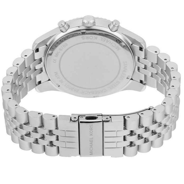  Shop Authentic Michael Kors Lexington Chronograph Silver Dial Silver Steel Strap Watch For Men - MK8789 - Luxxuri