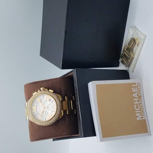  Shop Authentic Michael Kors Camille Silver Diamonds Dial Gold Steel Strap Watch for Women - MK5756 - Luxxuri