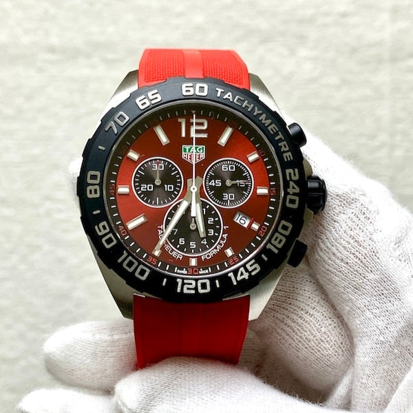  Shop Authentic Tag Heuer Formula 1 Chronograph Red Dial Red Rubber Strap Watch for Men - CAZ101AN.FT8055 - Luxxuri