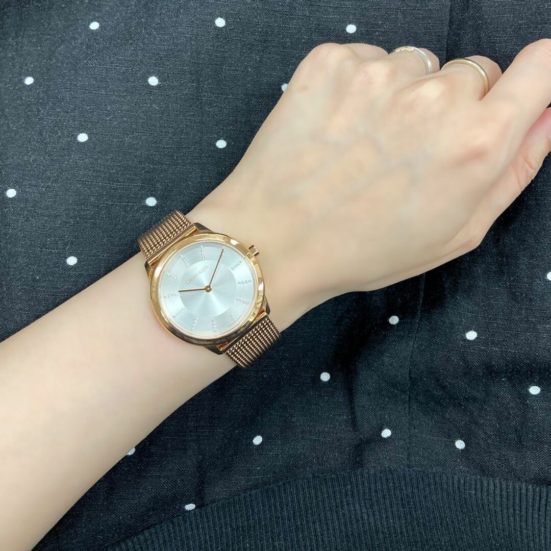 Shop Authentic Calvin Klein Minimal White Dial Rose Gold Mesh Bracelet Watch for Women - K3M22Y2X - Luxxuri