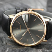  Shop Authentic Calvin Klein Posh Black Dial Black Leather Strap Watch for Men - K8Q316C3 - Luxxuri