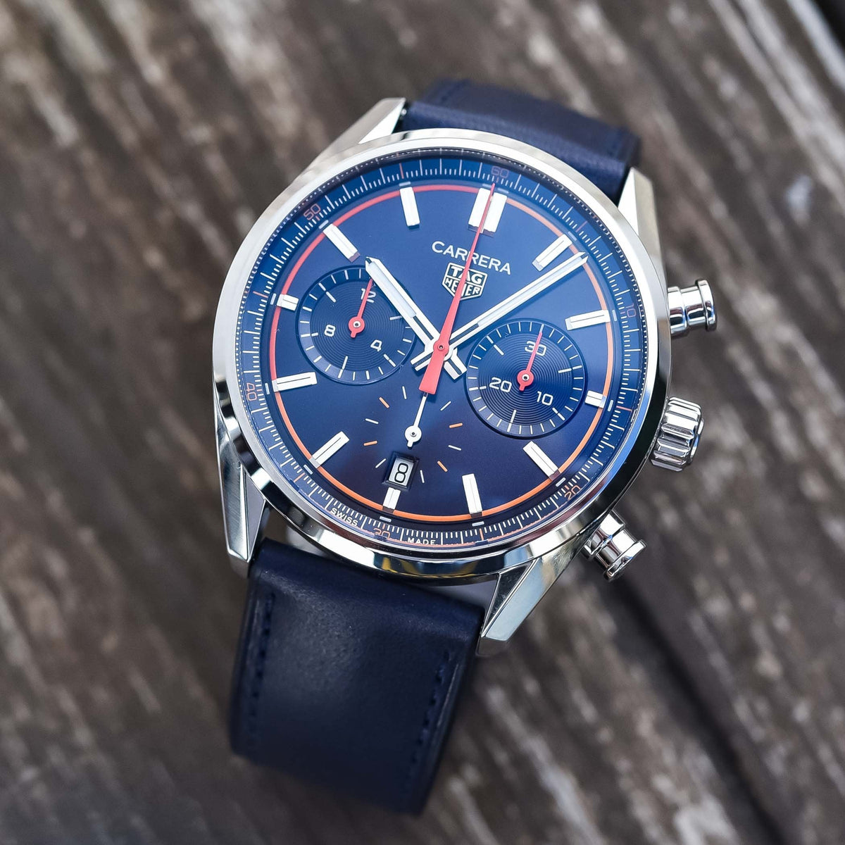  Shop Authentic Tag Heuer Carrera Chronograph Blue Dial Blue Leather Strap Watch for Men - CBN201D.FC6543 - Luxxuri