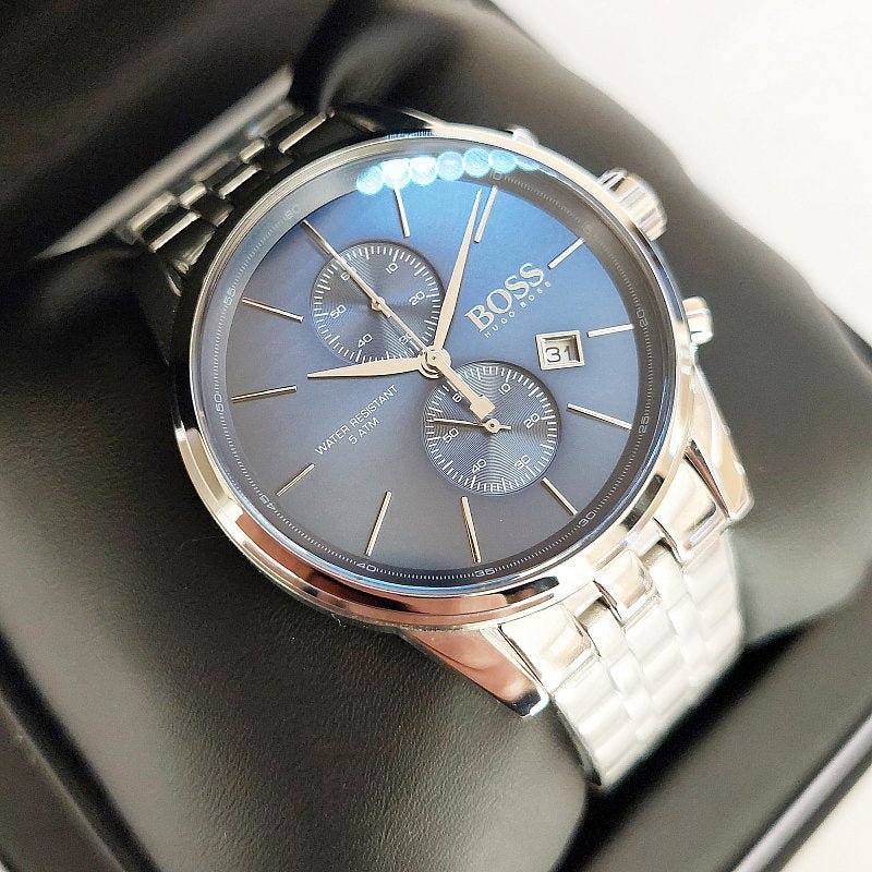  Shop Authentic Hugo Boss Jet Blue Dial Silver Steel Strap Watch for Men - 1513384 - Luxxuri