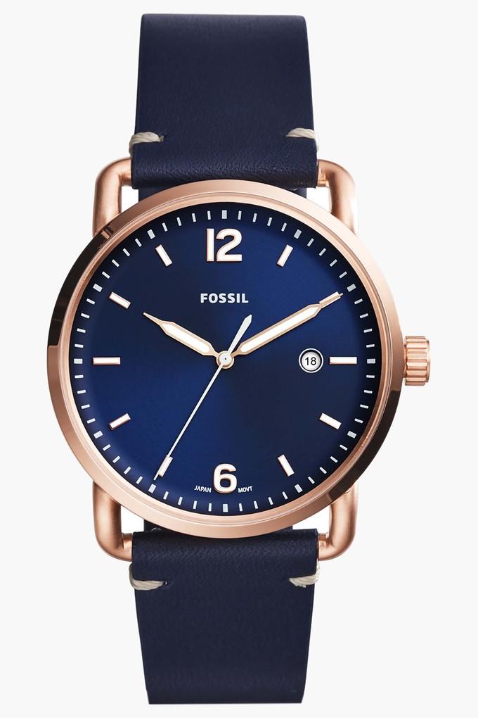  Shop Authentic Fossil The Commuter Blue Dial Blue Leather Strap Watch for Men - FS5274 - Luxxuri
