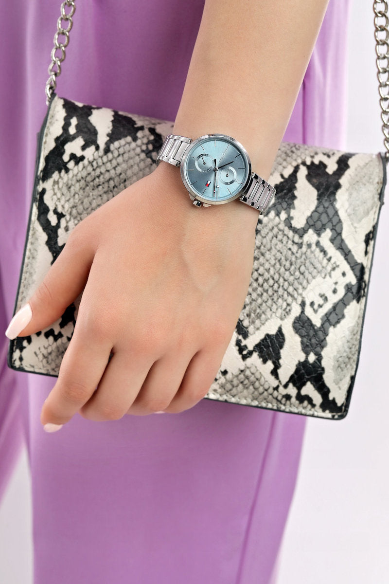  Shop Authentic Tommy Hilfiger Angela Blue Dial Silver Steel Strap Watch for Women - 1782126 - Luxxuri
