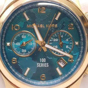  Shop Authentic Michael Kors Runway Hunger Stop100 Series Blue Dial Gold Steel Strap Watch for Women - MK5815 - Luxxuri
