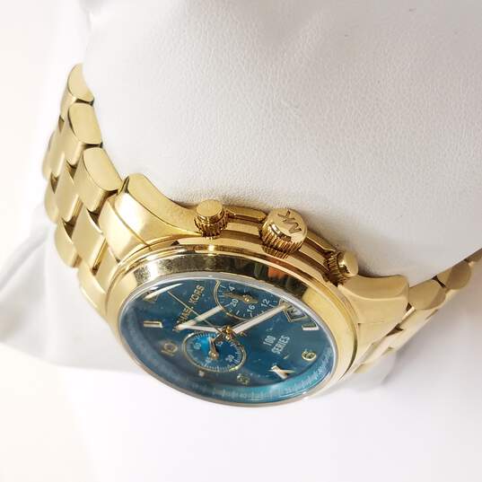  Shop Authentic Michael Kors Runway Hunger Stop100 Series Blue Dial Gold Steel Strap Watch for Women - MK5815 - Luxxuri