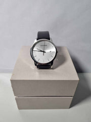  Shop Authentic Calvin Klein City White Dial Black Leather Strap Watch for Men - K2G2G1CD - Luxxuri
