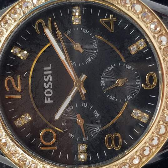  Shop Authentic Fossil Riley Black Dial Black Leather Strap Watch for Women - ES3696 - Luxxuri