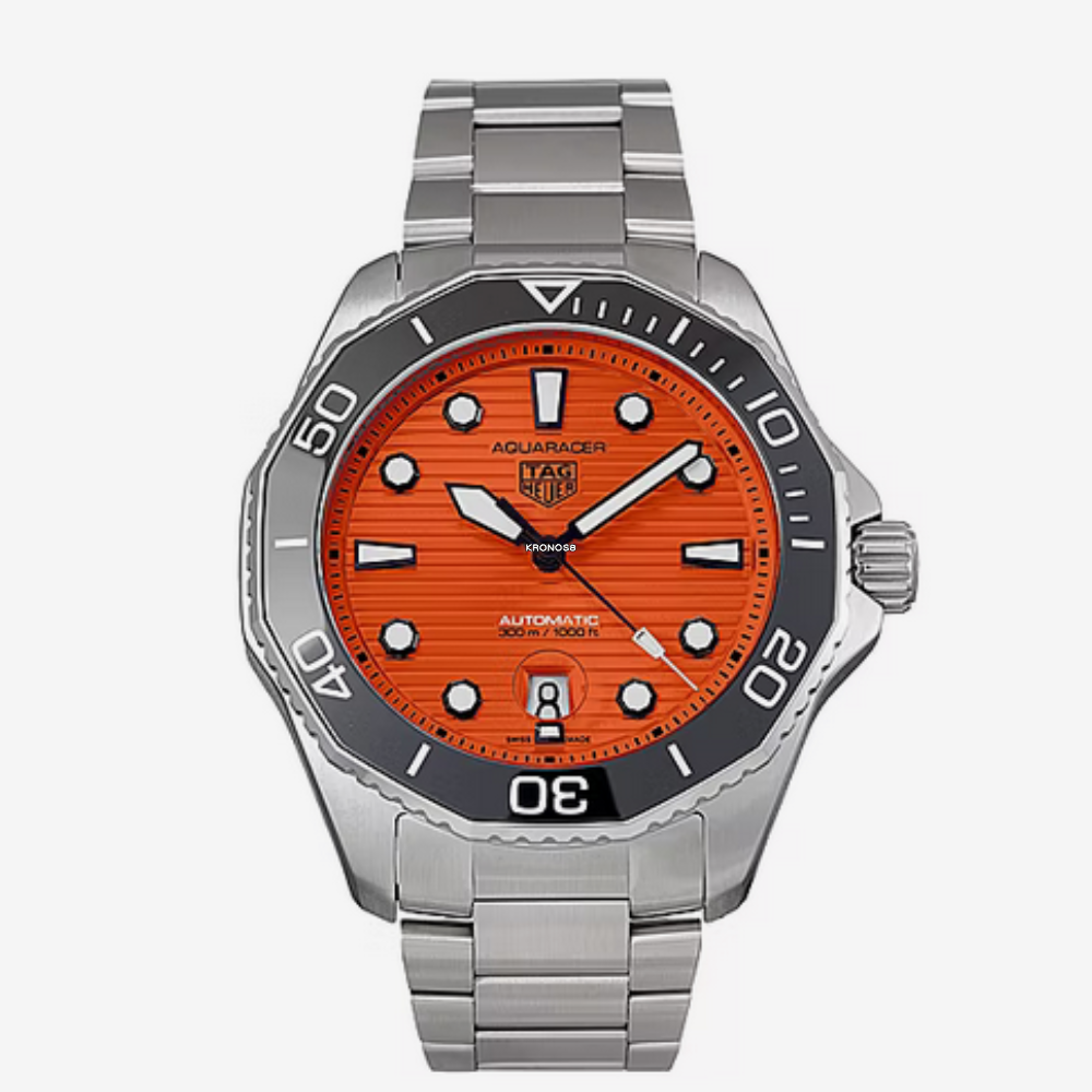  Shop Authentic Tag Heuer Aquaracer Professional 300 Diver Automatic Orange Dial Silver Steel Strap Watch for Men - WBP201F.BA0632 - Luxxuri
