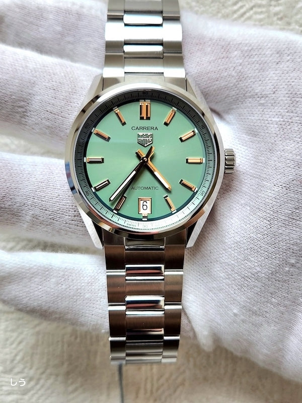  Shop Authentic Tag Heuer Carrera Date Automatic 18K Green Dial Silver Steel Strap Watch for Women - WBN2312.BA0001 - Luxxuri