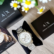  Shop Authentic Armani Exchange Outerbanks Chronograph Silver Dial Silver Steel Strap Watch For Men - AX7141 - Luxxuri