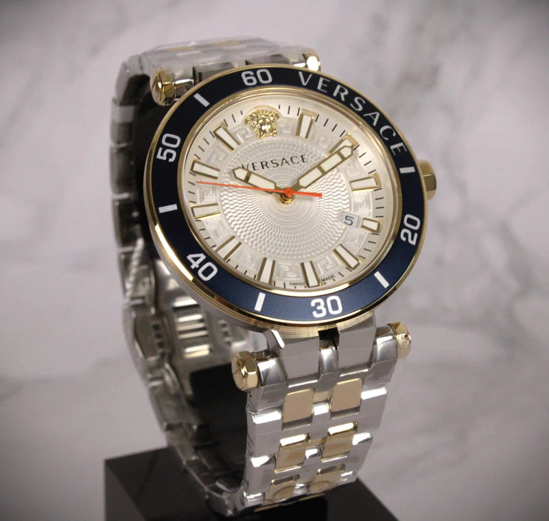  Shop Authentic Versace Greca Sport Quartz White Dial Two Tone Steel Strap Watch For Men - VEZ300521 - Luxxuri