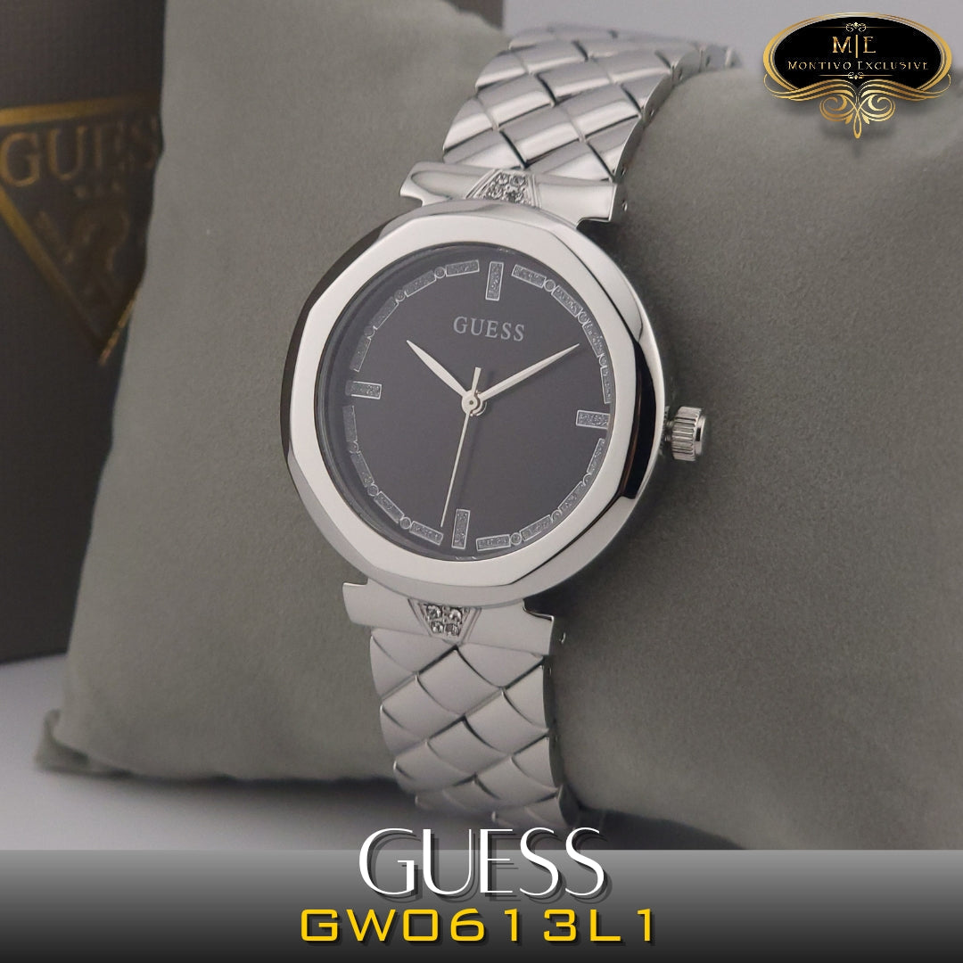  Shop Authentic Guess Rumour Quartz Black Dial Silver Steel Strap Watch For Women - GW0613L1 - Luxxuri