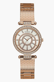  Shop Authentic Guess Muse Quartz Silver Dial Rose Gold Steel Strap Watch For Women - W1008L3 - Luxxuri