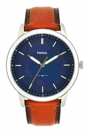  Shop Authentic Fossil Minimalist Blue Dial Brown Leather Strap Watch for Men - FS5304 - Luxxuri
