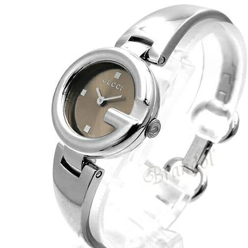  Shop Authentic Gucci Guccissima Quartz Diamonds Brown Dial Silver Steel Strap Watch For Women - YA134503 - Luxxuri