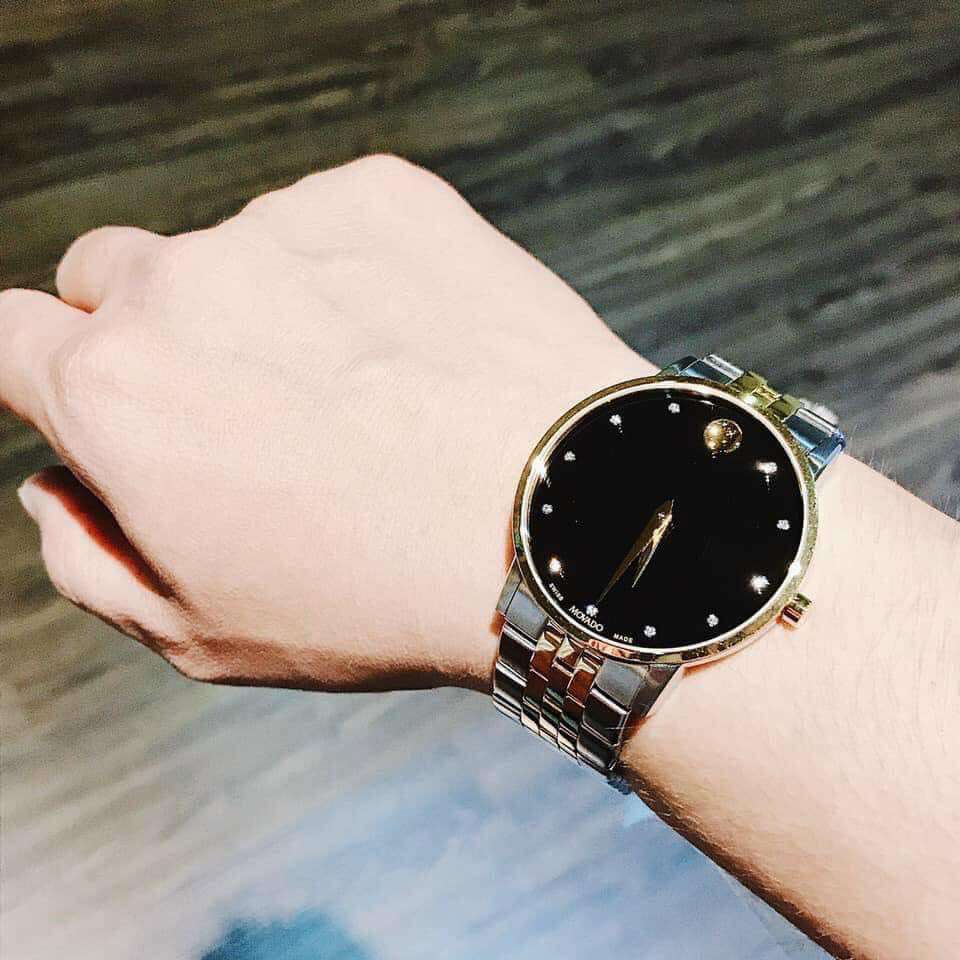  Shop Authentic Movado Museum Classic Diamonds Black Dial Two Tone Steel Strap Watch For Men - 0606879 - Luxxuri