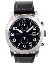  Shop Authentic Marc Jacobs Larry Chronograph Black Dial Black Leather Strap Watch for Men - MBM5033 - Luxxuri