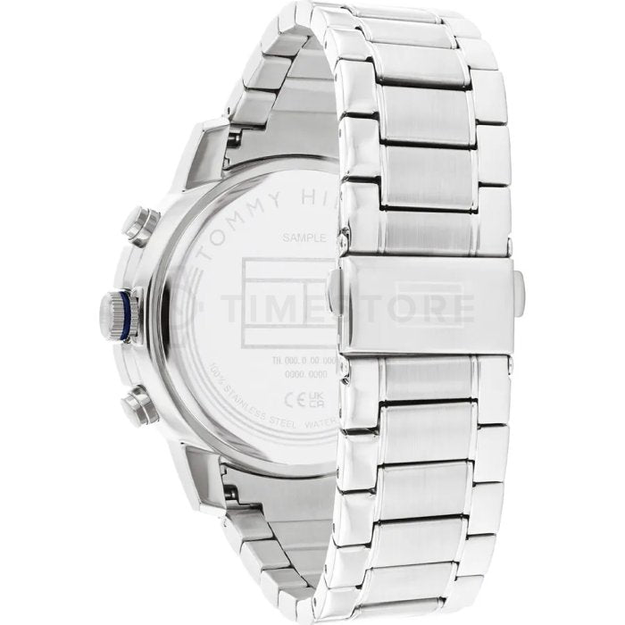  Shop Authentic Tommy Hilfiger Troy Chronograph Blue Dial Silver Steel Strap Watch For Men - 1792104 - Luxxuri