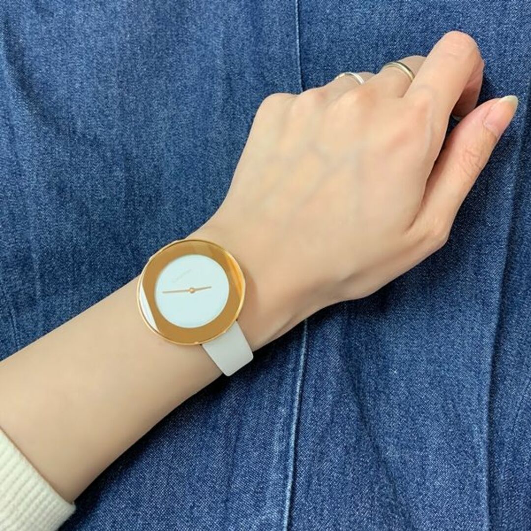  Shop Authentic Calvin Klein Chic White Dial White Leather Strap Watch for Women - K7N236K2 - Luxxuri