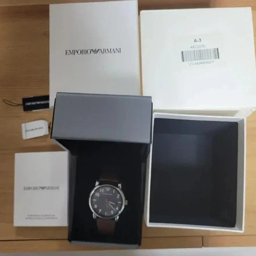  Shop Authentic Emporio Armani Luigi Quartz Gray Dial Brown Leather Strap Watch For Men - AR11070 - Luxxuri