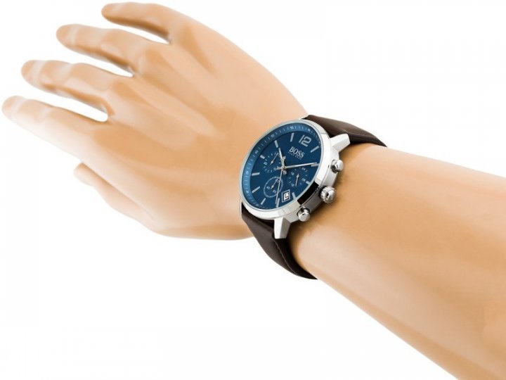  Shop Authentic Hugo Boss Attitude Blue Dial Brown Leather Strap Watch for Men - 1513606 - Luxxuri