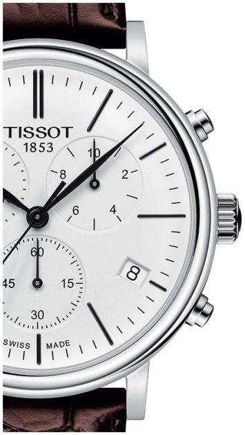  Shop Authentic Tissot Carson Premium Chronograph White Dial Brown Leather Strap Watch For Men - T122.417.16.011.00 - Luxxuri