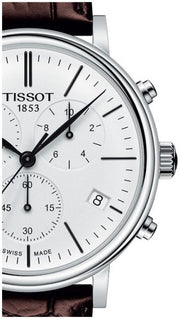  Shop Authentic Tissot Carson Premium Chronograph White Dial Brown Leather Strap Watch For Men - T122.417.16.011.00 - Luxxuri