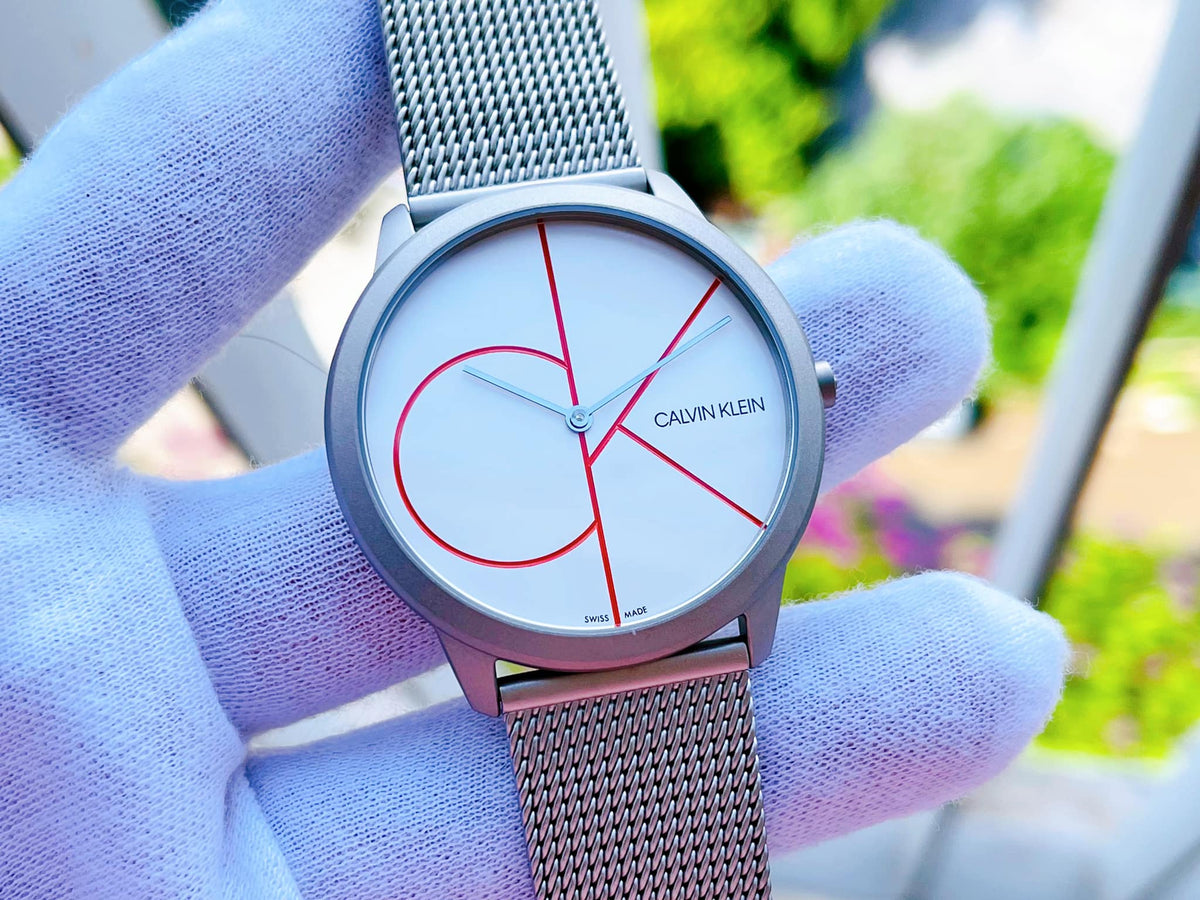  Shop Authentic Calvin Klein Minimal White Dial Silver Mesh Bracelet Watch for Men - K3M51152 - Luxxuri