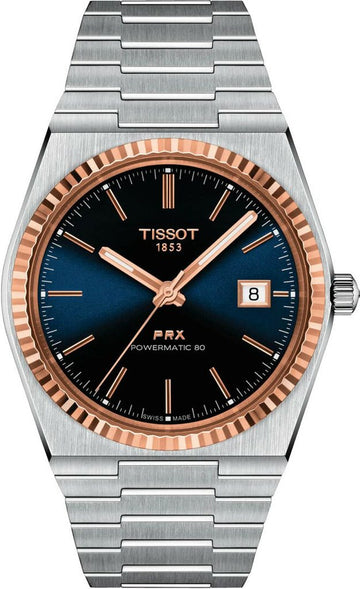  Shop Authentic Tissot PRX Powermatic 80 Automatic 18K Gold Blue Dial Silver Steel Strap Watch for Men - T931.407.41.041.00 - Luxxuri