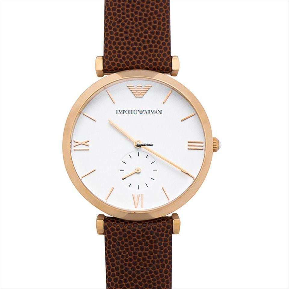  Shop Authentic Emporio Armani Analog White Dial Brown Leather Strap Watch For Men - AR9042 - Luxxuri