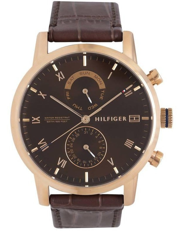  Shop Authentic Tommy Hilfiger Kane Brown Dial Brown Leather Strap Watch for Men - 1710400 - Luxxuri