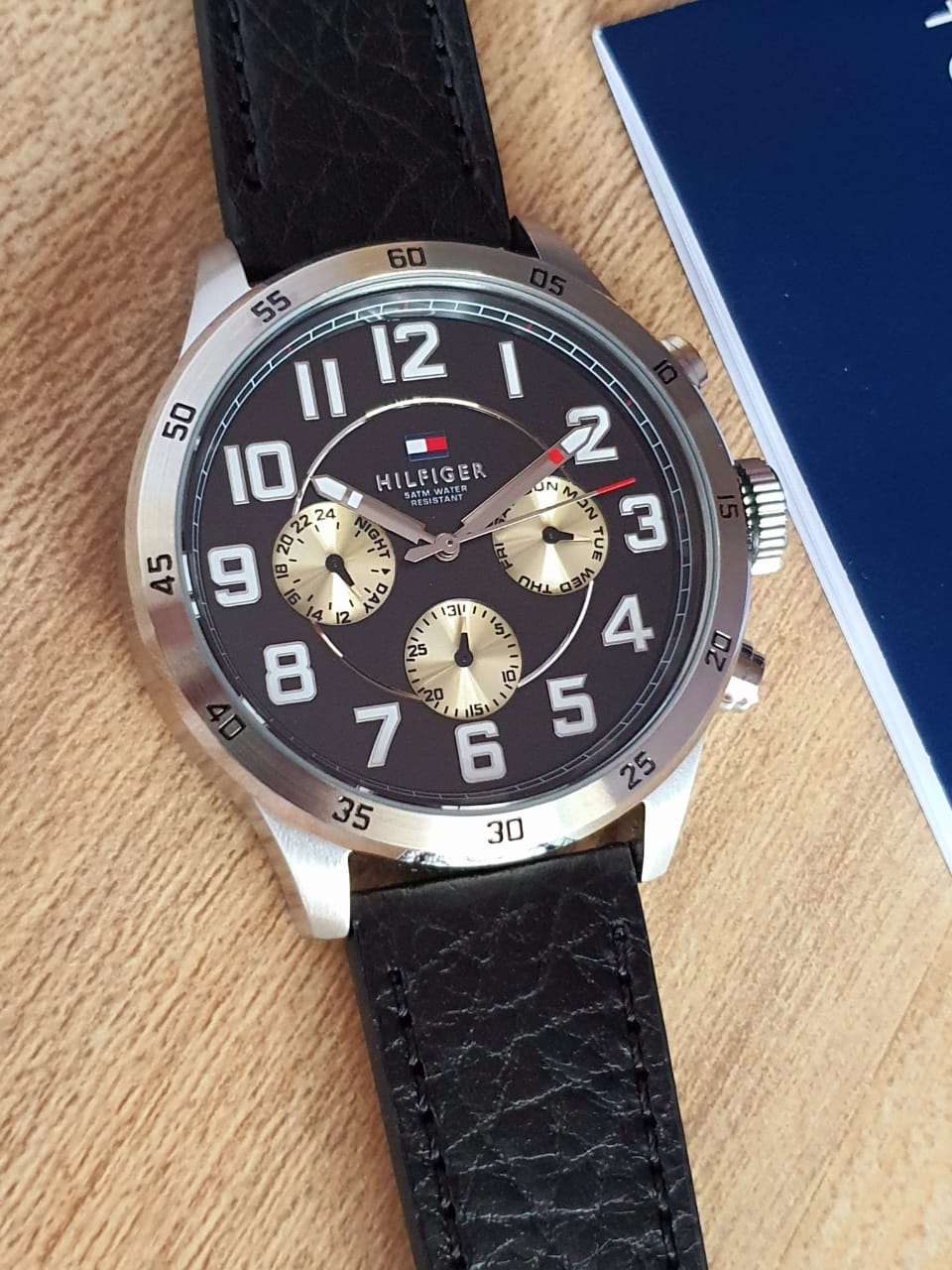  Shop Authentic Tommy Hilfiger Sport Chronograph Black Dial Black Leather Strap Watch for Men - 1791050 - Luxxuri