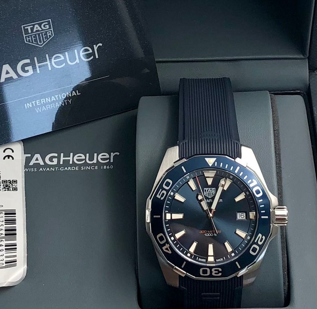  Shop Authentic Tag Heuer Aquaracer Blue Dial Blue Rubber Strap Watch for Men - WAY111C.FT6155 - Luxxuri