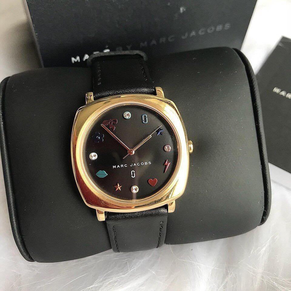  Shop Authentic Marc Jacobs Mandy Black Dial Black Leather Strap Watch for Women - MJ1597 - Luxxuri