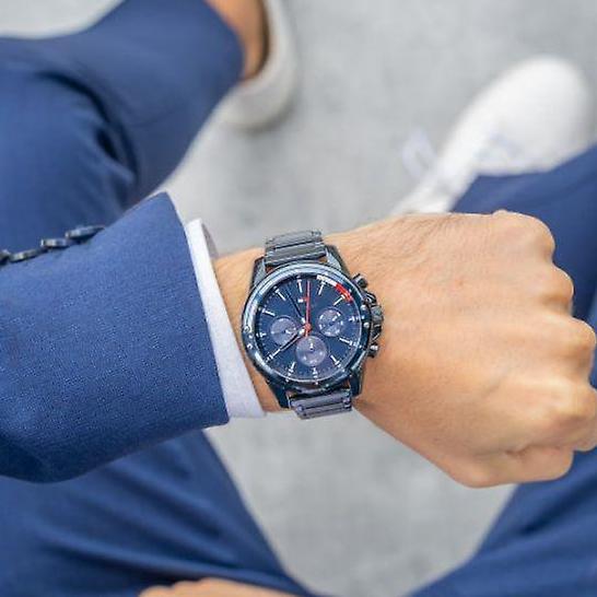  Shop Authentic Tommy Hilfiger Mason Blue Dial Blue Steel Strap Watch for Men - 1791789 - Luxxuri