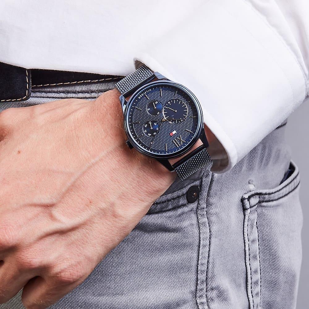  Shop Authentic Tommy Hilfiger Damon Quartz Blue Dial Blue Mesh Bracelet Watch for Men - 1791421 - Luxxuri