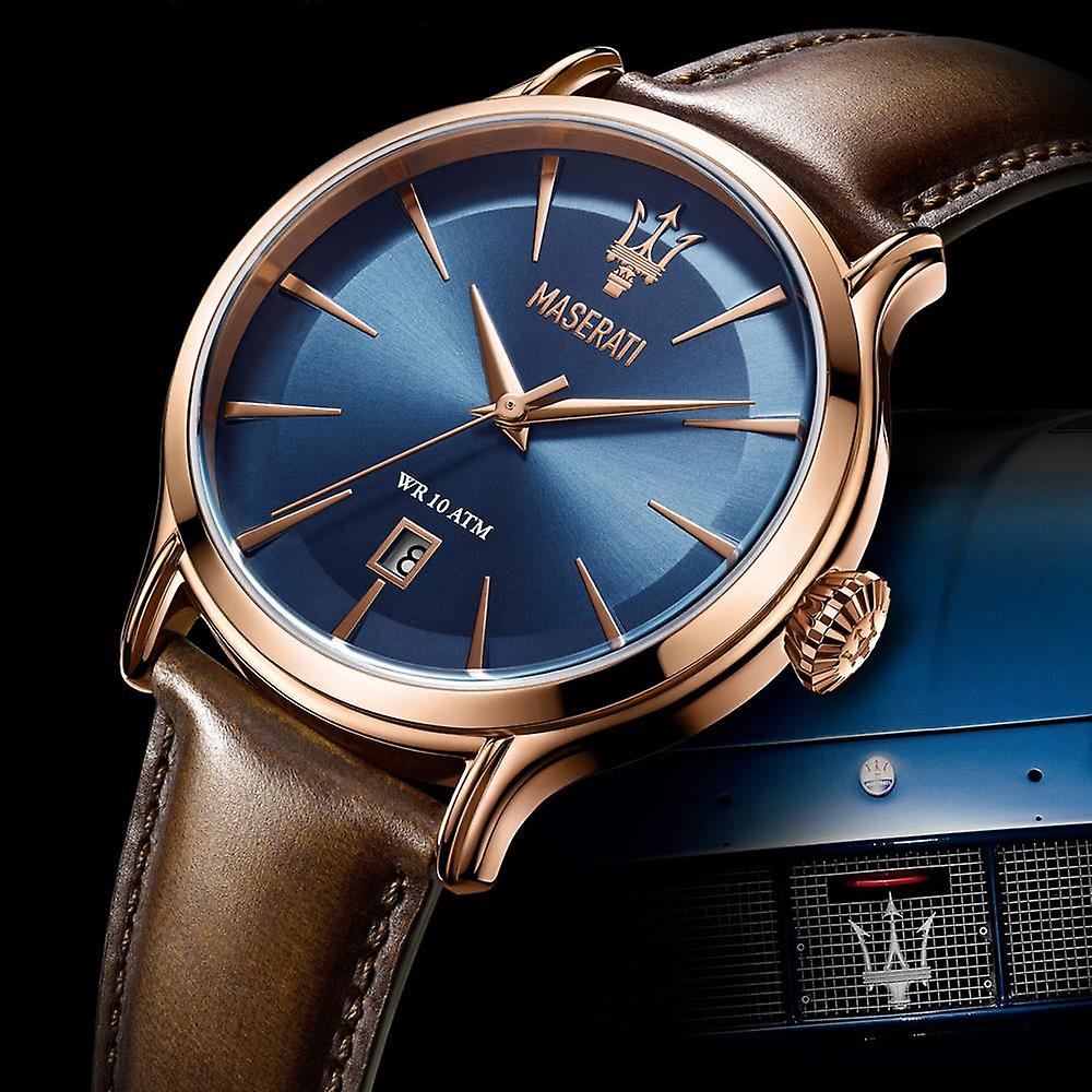  Shop Authentic Maserati Epoca Blue Dial Brown Leather Strap Watch For Men - R8851118001 - Luxxuri